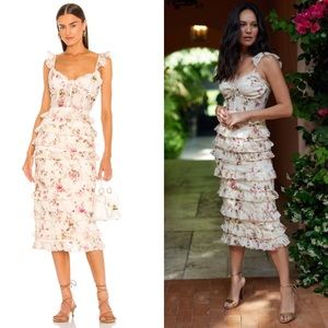 V Chapman Fiorenza Midi Dress in English Rose Size 4